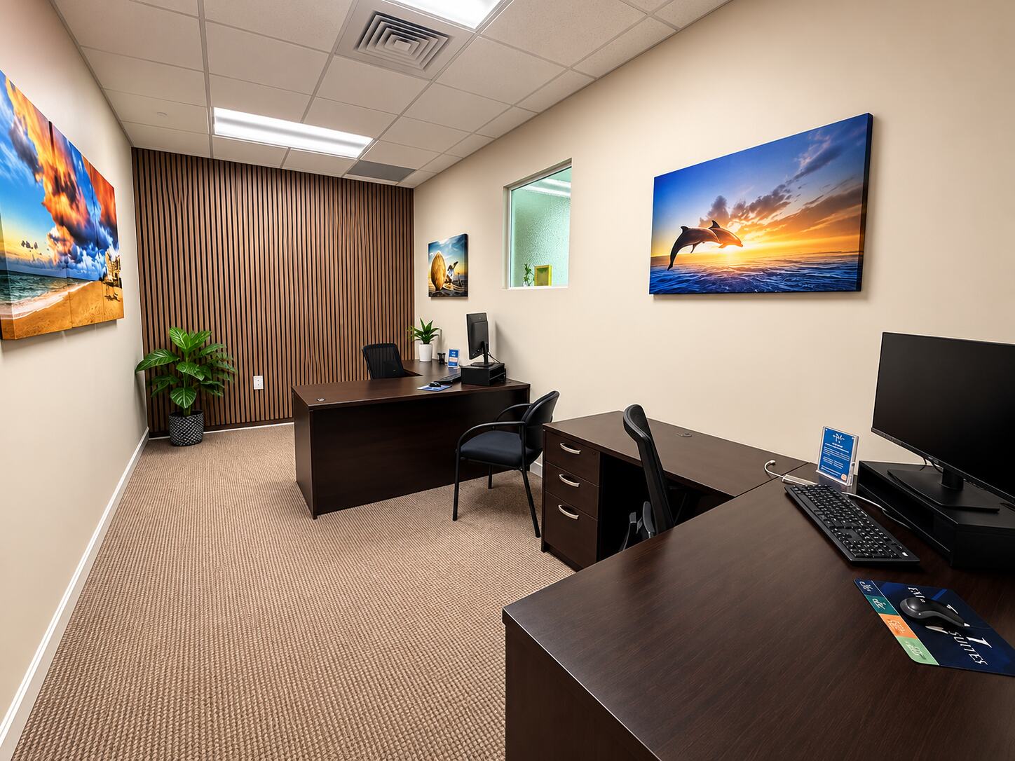 Furnished two-desk interior office at W Executive Suites St. Lucie West